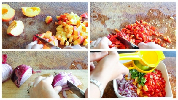 Салат с персиками и овощами — вкусный рецепт